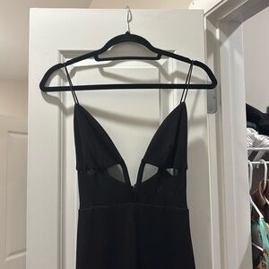 Revolve Black Cocktail Dress 

Small 

Mesh ribbed mid section 

Floor length